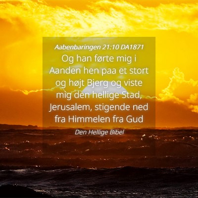 Picture 04 - Aabenbaringen 21:10 DA1871 - Og han førte mig i Aanden hen paa et stort og - Bible Verse Picture