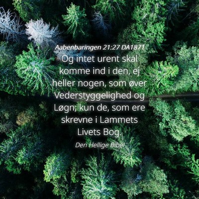Picture 04 - Aabenbaringen 21:27 DA1871 - Og intet urent skal komme ind i den, ej heller - Bible Verse Picture