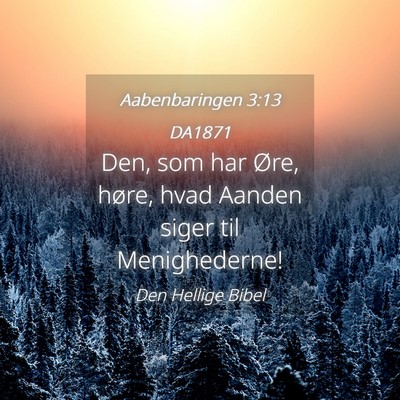 Picture 04 - Aabenbaringen 3:13 DA1871 - Den, som har Øre, høre, hvad Aanden siger til - Bible Verse Picture