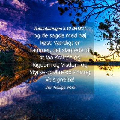 Picture 04 - Aabenbaringen 5:12 DA1871 - og de sagde med høj Røst: Værdigt er Lammet, - Bible Verse Picture