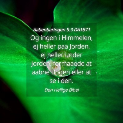 Picture 04 - Aabenbaringen 5:3 DA1871 - Og ingen i Himmelen, ej heller paa Jorden, ej - Bible Verse Picture