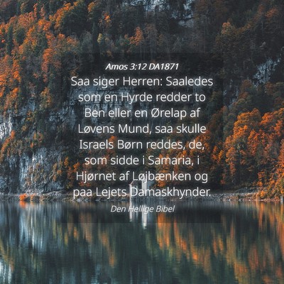 Picture 04 - Amos 3:12 DA1871 - Saa siger Herren: Saaledes som en Hyrde redder to - Bible Verse Picture