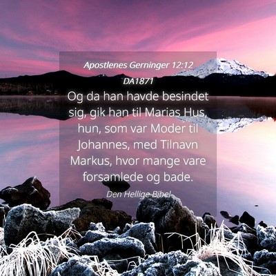 Picture 04 - Apostlenes Gerninger 12:12 DA1871 - Og da han havde besindet sig, gik han til Marias - Bible Verse Picture