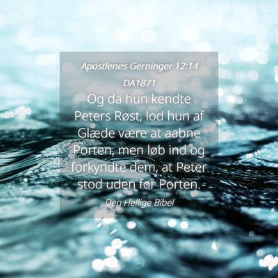 Picture 04 - Apostlenes Gerninger 12:14 DA1871 - Og da hun kendte Peters Røst, lod hun af Glæde - Bible Verse Picture