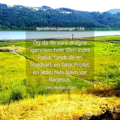 Picture 04 - Apostlenes Gerninger 13:6 DA1871 - Og da de vare dragne igennem hele Øen indtil - Bible Verse Picture