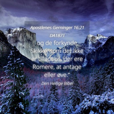Picture 04 - Apostlenes Gerninger 16:21 DA1871 - og de forkynde Skikke, som det ikke er tilladt - Bible Verse Picture