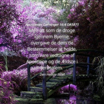 Picture 04 - Apostlenes Gerninger 16:4 DA1871 - Men alt som de droge igennem Byerne, overgave de - Bible Verse Picture