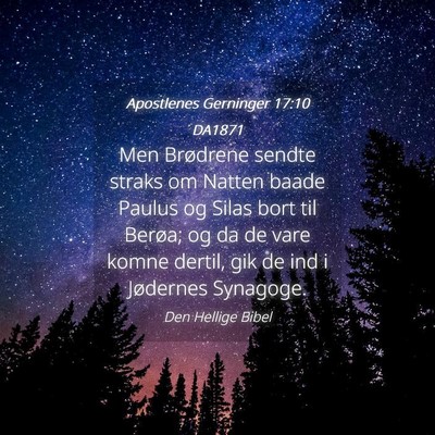 Picture 04 - Apostlenes Gerninger 17:10 DA1871 - Men Brødrene sendte straks om Natten baade - Bible Verse Picture