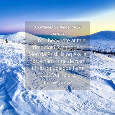 Picture 04 - Apostlenes Gerninger 18:26 DA1871 - Og han begyndte at tale frimodigt i Synagogen. - Bible Verse Picture