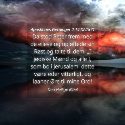Picture 04 - Apostlenes Gerninger 2:14 DA1871 - Da stod Peter frem med de elleve og opløftede - Bible Verse Picture