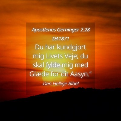 Picture 04 - Apostlenes Gerninger 2:28 DA1871 - Du har kundgjort mig Livets Veje; du skal fylde - Bible Verse Picture