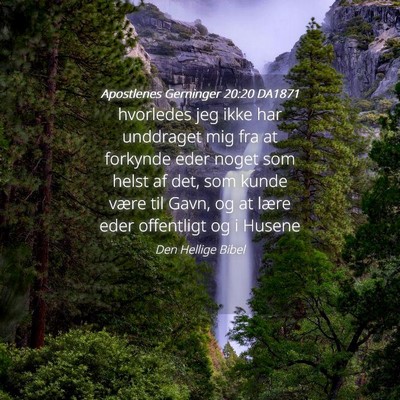 Picture 04 - Apostlenes Gerninger 20:20 DA1871 - hvorledes jeg ikke har unddraget mig fra at - Bible Verse Picture