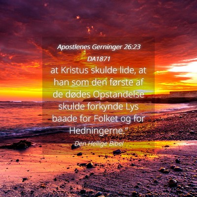 Picture 04 - Apostlenes Gerninger 26:23 DA1871 - at Kristus skulde lide, at han som den første af - Bible Verse Picture