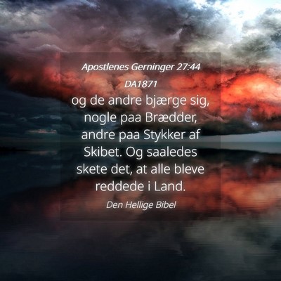 Picture 04 - Apostlenes Gerninger 27:44 DA1871 - og de andre bjærge sig, nogle paa Brædder, - Bible Verse Picture