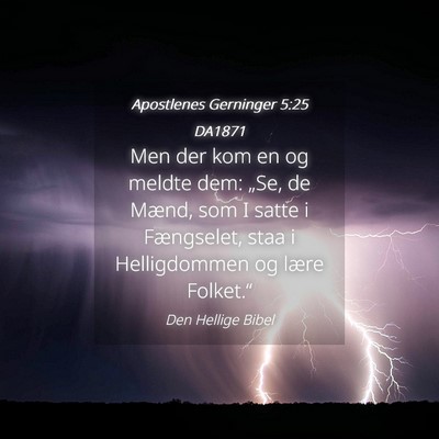 Picture 04 - Apostlenes Gerninger 5:25 DA1871 - Men der kom en og meldte dem: „Se, de Mænd, - Bible Verse Picture