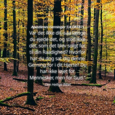 Picture 04 - Apostlenes Gerninger 5:4 DA1871 - Var det ikke dit, saa længe du ejede det, og - Bible Verse Picture