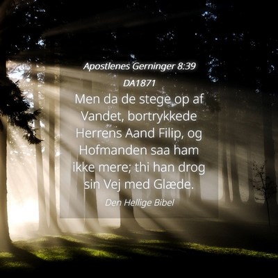 Picture 04 - Apostlenes Gerninger 8:39 DA1871 - Men da de stege op af Vandet, bortrykkede Herrens - Bible Verse Picture