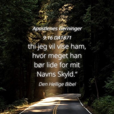 Picture 04 - Apostlenes Gerninger 9:16 DA1871 - thi jeg vil vise ham, hvor meget han bør lide - Bible Verse Picture