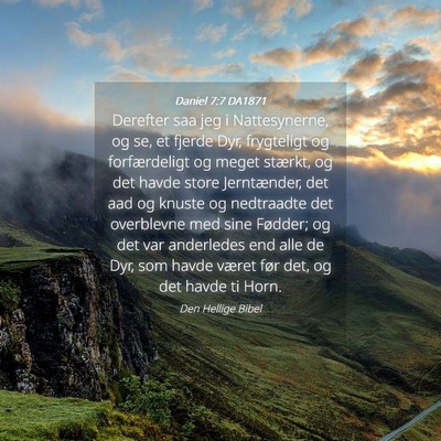 Picture 04 - Daniel 7:7 DA1871 - Derefter saa jeg i Nattesynerne, og se, et fjerde - Bible Verse Picture