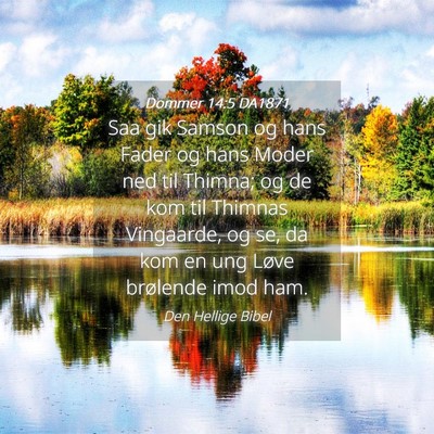 Picture 04 - Dommer 14:5 DA1871 - Saa gik Samson og hans Fader og hans Moder ned - Bible Verse Picture