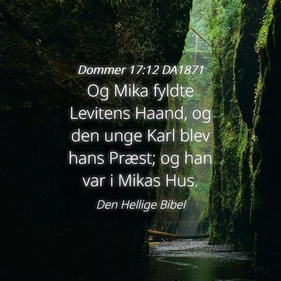 Picture 04 - Dommer 17:12 DA1871 - Og Mika fyldte Levitens Haand, og den unge Karl - Bible Verse Picture