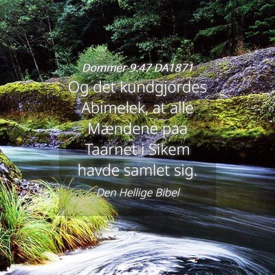 Picture 04 - Dommer 9:47 DA1871 - Og det kundgjordes Abimelek, at alle Mændene paa - Bible Verse Picture