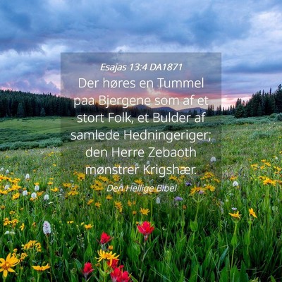 Picture 04 - Esajas 13:4 DA1871 - Der høres en Tummel paa Bjergene som af et stort - Bible Verse Picture