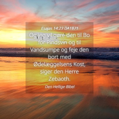 Picture 04 - Esajas 14:23 DA1871 - Og jeg vil gøre den til Bo for Pindsvin og til - Bible Verse Picture