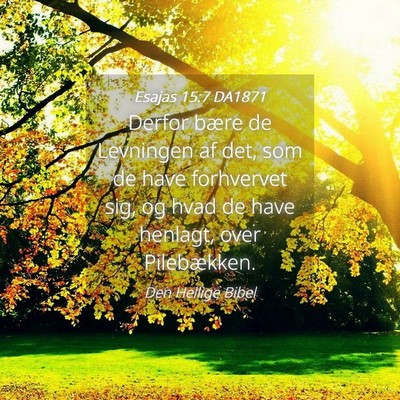 Picture 04 - Esajas 15:7 DA1871 - Derfor bære de Levningen af det, som de have - Bible Verse Picture