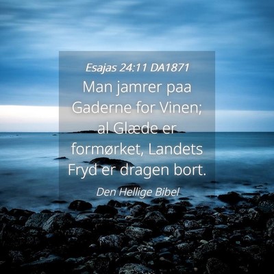 Picture 04 - Esajas 24:11 DA1871 - Man jamrer paa Gaderne for Vinen; al Glæde er - Bible Verse Picture