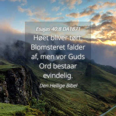 Picture 04 - Esajas 40:8 DA1871 - Høet bliver tørt, Blomsteret falder af, men vor - Bible Verse Picture
