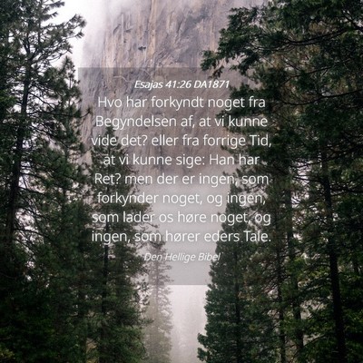 Picture 04 - Esajas 41:26 DA1871 - Hvo har forkyndt noget fra Begyndelsen af, at vi - Bible Verse Picture