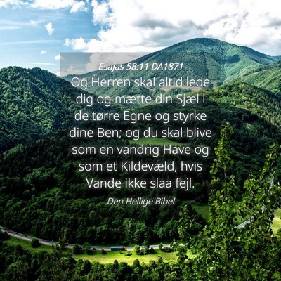 Picture 04 - Esajas 58:11 DA1871 - Og Herren skal altid lede dig og mætte din Sjæl - Bible Verse Picture