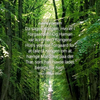 Picture 04 - Ester 6:4 DA1871 - Da sagde Kongen: Hvo er i Forgaarden? Og Haman - Bible Verse Picture