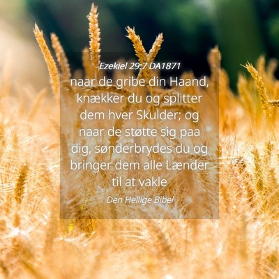 Picture 04 - Ezekiel 29:7 DA1871 - naar de gribe din Haand, knækker du og splitter - Bible Verse Picture