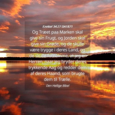 Picture 04 - Ezekiel 34:27 DA1871 - Og Træet paa Marken skal give sin Frugt, og - Bible Verse Picture