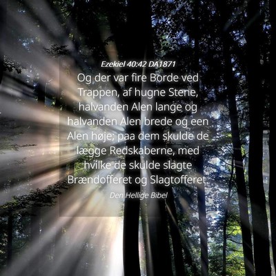 Picture 04 - Ezekiel 40:42 DA1871 - Og der var fire Borde ved Trappen, af hugne - Bible Verse Picture