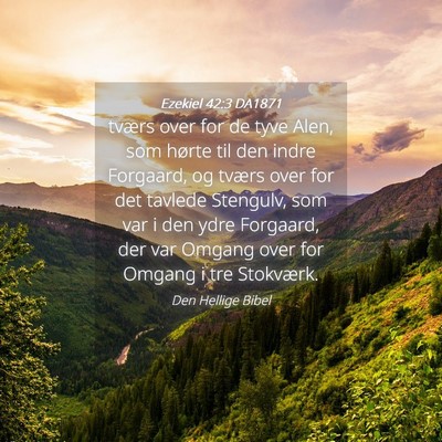 Picture 04 - Ezekiel 42:3 DA1871 - tværs over for de tyve Alen, som hørte til den - Bible Verse Picture