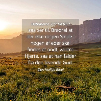 Picture 04 - Hebræerne 3:12 DA1871 - saa ser til, Brødre! at der ikke nogen Sinde i - Bible Verse Picture