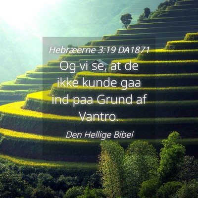 Picture 04 - Hebræerne 3:19 DA1871 - Og vi se, at de ikke kunde gaa ind paa Grund af - Bible Verse Picture