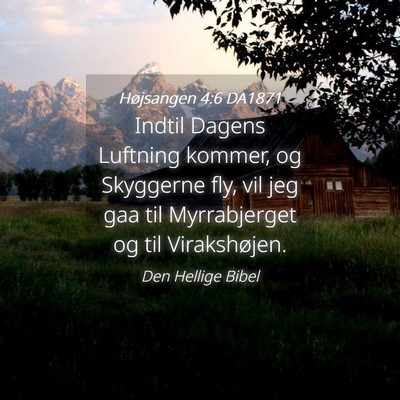 Picture 04 - Højsangen 4:6 DA1871 - Indtil Dagens Luftning kommer, og Skyggerne fly, - Bible Verse Picture