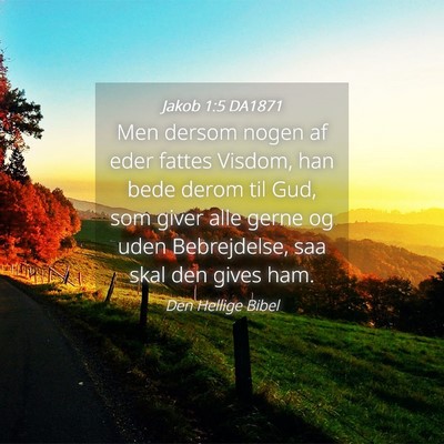 Picture 04 - Jakob 1:5 DA1871 - Men dersom nogen af eder fattes Visdom, han bede - Bible Verse Picture