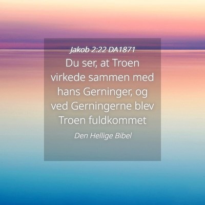 Picture 04 - Jakob 2:22 DA1871 - Du ser, at Troen virkede sammen med hans - Bible Verse Picture