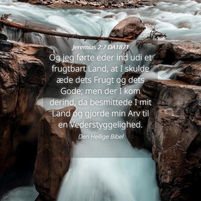 Picture 04 - Jeremias 2:7 DA1871 - Og jeg førte eder ind udi et frugtbart Land, at - Bible Verse Picture