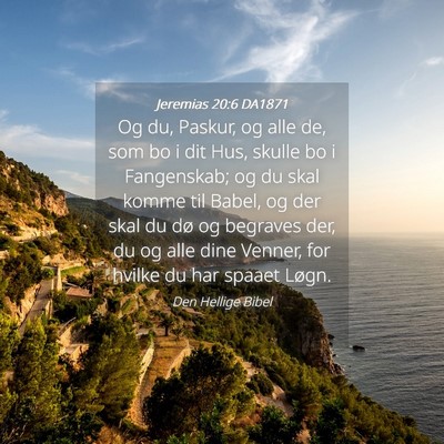Picture 04 - Jeremias 20:6 DA1871 - Og du, Paskur, og alle de, som bo i dit Hus, - Bible Verse Picture