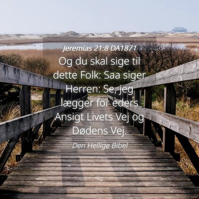 Picture 04 - Jeremias 21:8 DA1871 - Og du skal sige til dette Folk: Saa siger Herren: - Bible Verse Picture