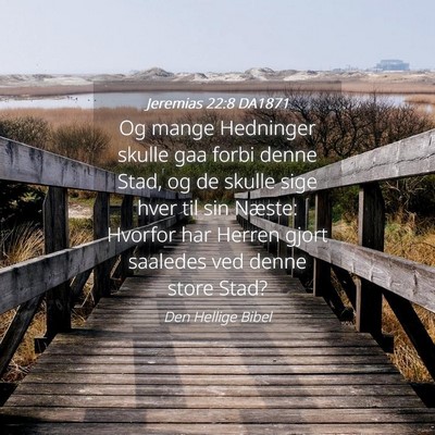 Picture 04 - Jeremias 22:8 DA1871 - Og mange Hedninger skulle gaa forbi denne Stad, - Bible Verse Picture