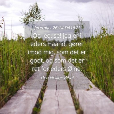 Picture 04 - Jeremias 26:14 DA1871 - Og jeg, se! jeg er i eders Haand; gører imod - Bible Verse Picture