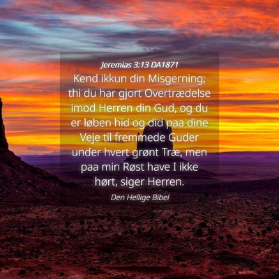 Picture 04 - Jeremias 3:13 DA1871 - Kend ikkun din Misgerning; thi du har gjort - Bible Verse Picture