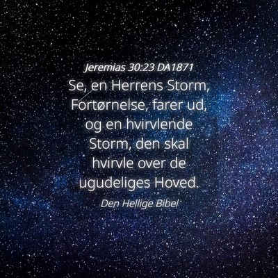Picture 04 - Jeremias 30:23 DA1871 - Se, en Herrens Storm, Fortørnelse, farer ud, og - Bible Verse Picture